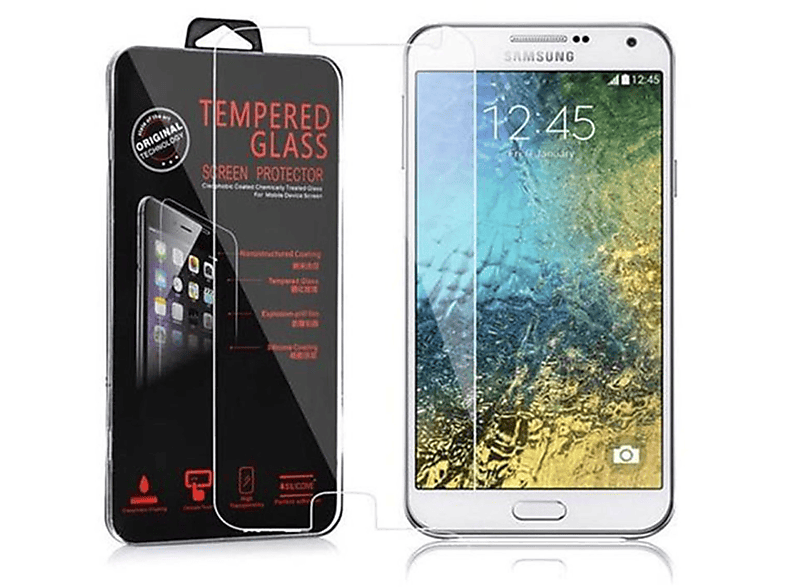 CADORABO Schutzfolie(für Glas Tempered Schutzglas Galaxy Samsung E5)