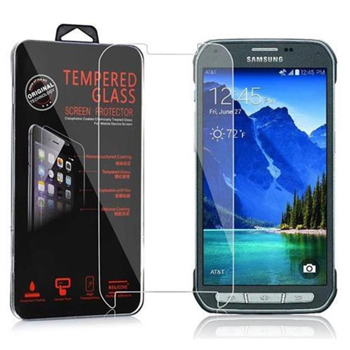 CADORABO Schutzglas Samsung Galaxy S5 ACTIVE) Schutzfolie(für Glas Tempered