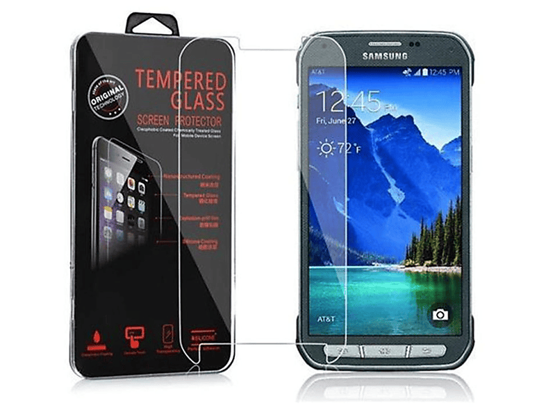 CADORABO Schutzglas S5 Schutzfolie(für Galaxy ACTIVE) Glas Samsung Tempered
