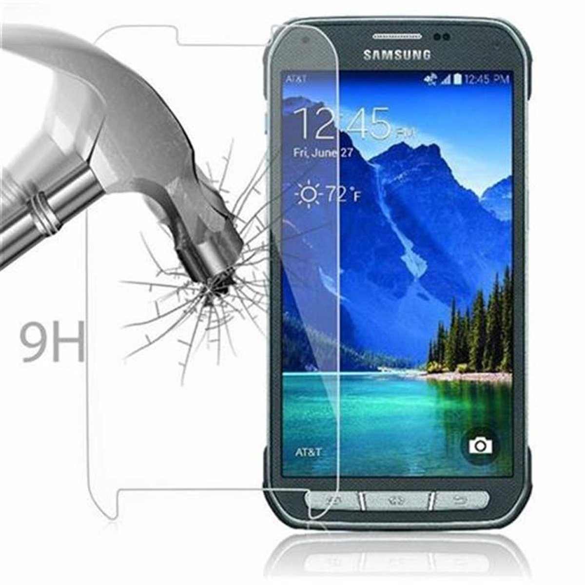 CADORABO Schutzglas Tempered Samsung Glas S5 ACTIVE) Schutzfolie(für Galaxy