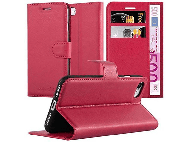 CADORABO Book Hülle Standfunktion, Bookcover, Apple, iPhone 7 / 7S / 8 / SE 2020, KARMIN ROT