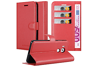 carcasa de móvil  - Funda libro para Móvil - Carcasa protección resistente de estilo libro CADORABO, Huawei, MATE 8, rojo carmín