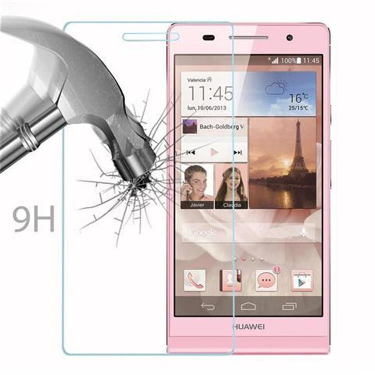 Glas Huawei ASCEND CADORABO Tempered Schutzglas Schutzfolie(für P6)
