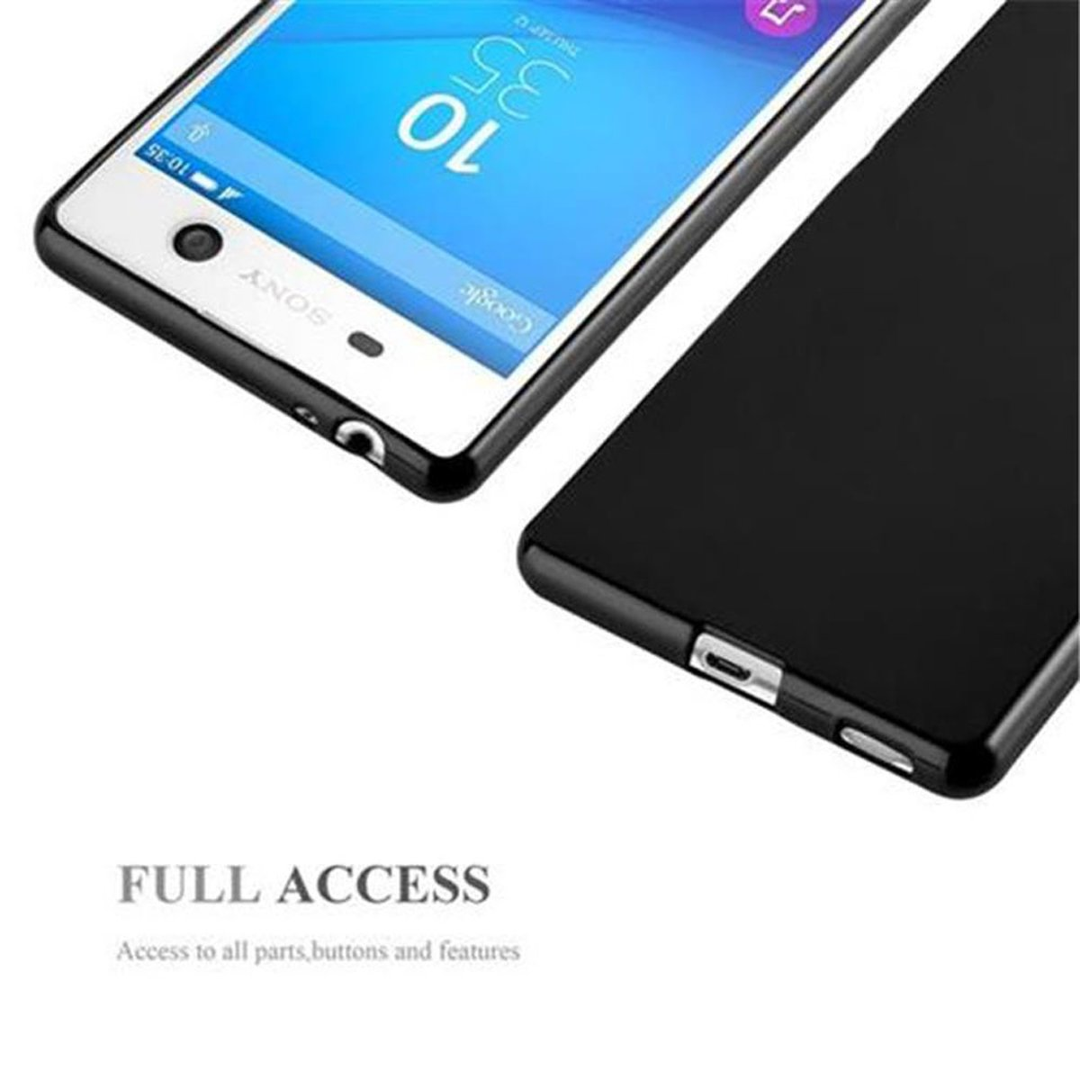 Due telefoni, uno in una custodia nera. Testo: Accesso completo. Accesso a tutte le parti, pulsanti e funzioni.