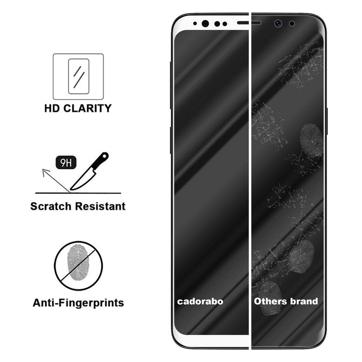 CADORABO Schutzglas voll kelebend Galaxy Samsung Schutzfolie(für S9)