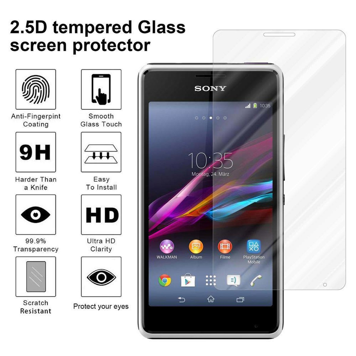 Xperia Sony Glas Tempered CADORABO Schutzglas E1) Schutzfolie(für