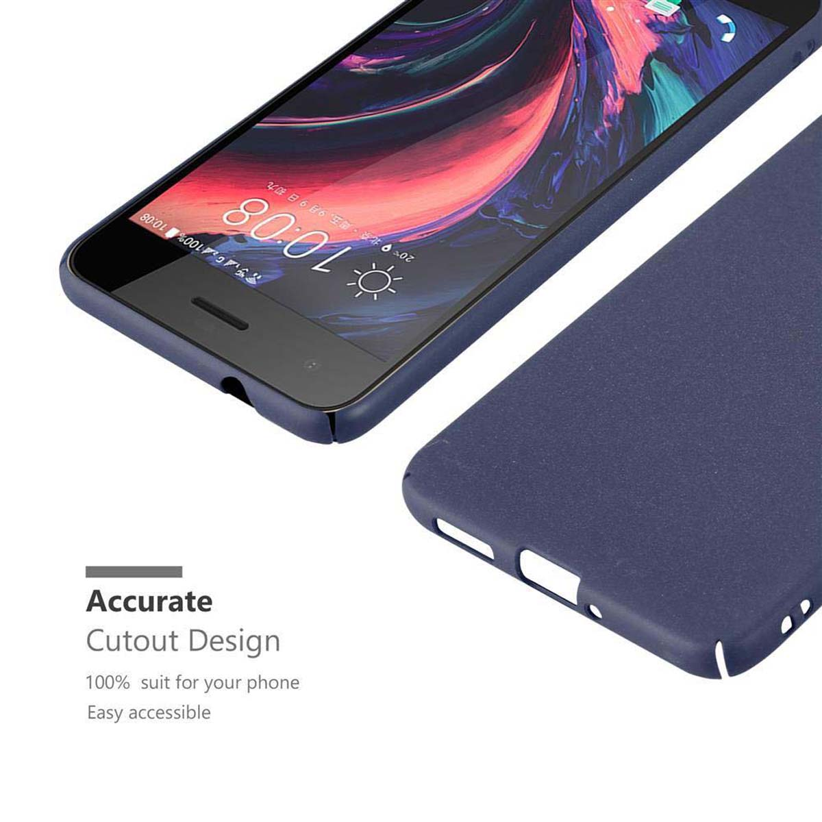 HTC, Desire CADORABO Case Hülle Backcover, Hard PRO, 10 BLAU Style, im FROSTY Frosty