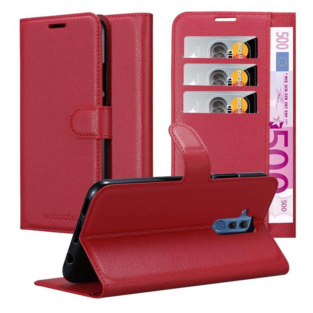 CADORABO Book Hülle Standfunktion, LITE, MATE Bookcover, ROT Huawei, 20 KARMIN
