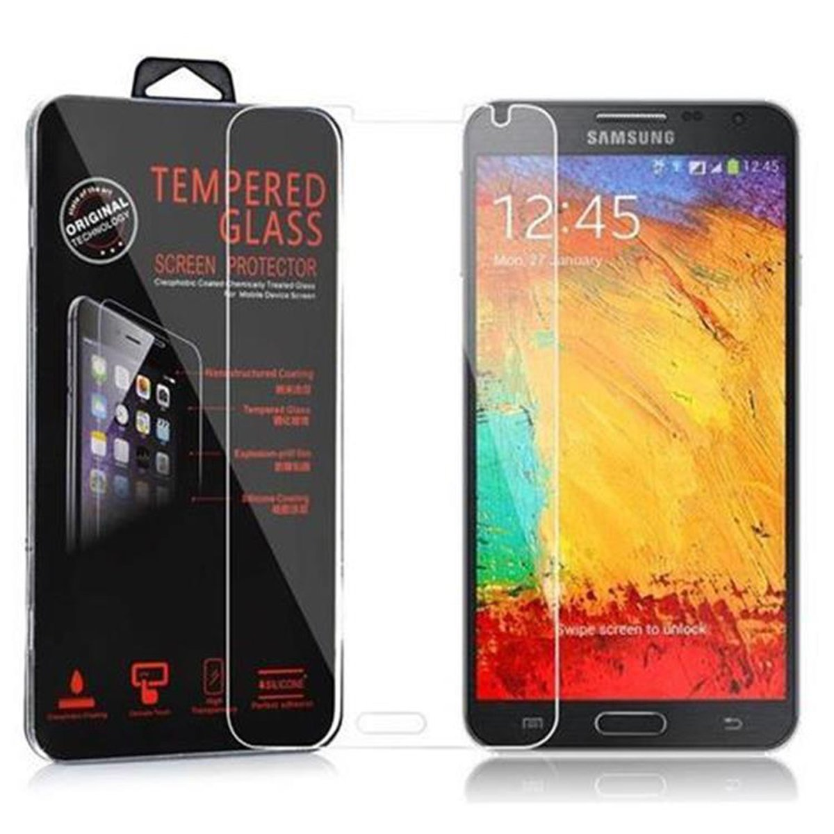 Glas NEO) 3 Samsung Schutzfolie(für Tempered Galaxy Schutzglas CADORABO NOTE