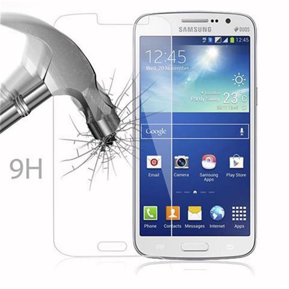 CADORABO Schutzglas Tempered Schutzfolie(für GRAND Galaxy Samsung 2) Glas