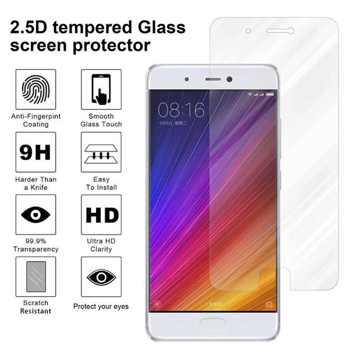 Tempered Schutzglas Glas Mi Xiaomi 5s) CADORABO Schutzfolie(für