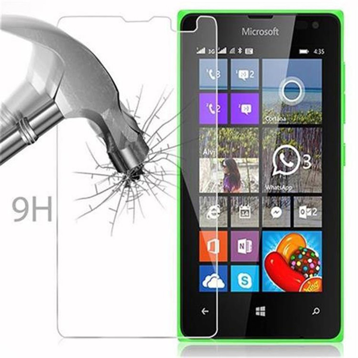 Lumia Nokia Schutzglas 435) Glas Tempered Schutzfolie(für CADORABO