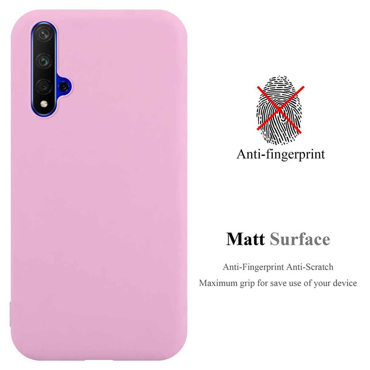Rosa Handyhülle mit Kamera. Anti-Fingerabdruck und matte Oberfläche.