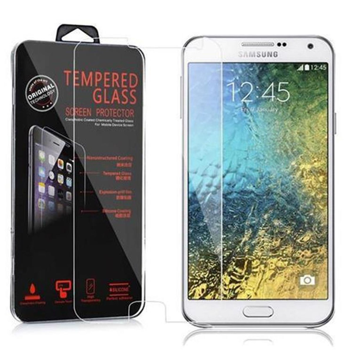 Galaxy Schutzglas Samsung E7) Glas Tempered CADORABO Schutzfolie(für