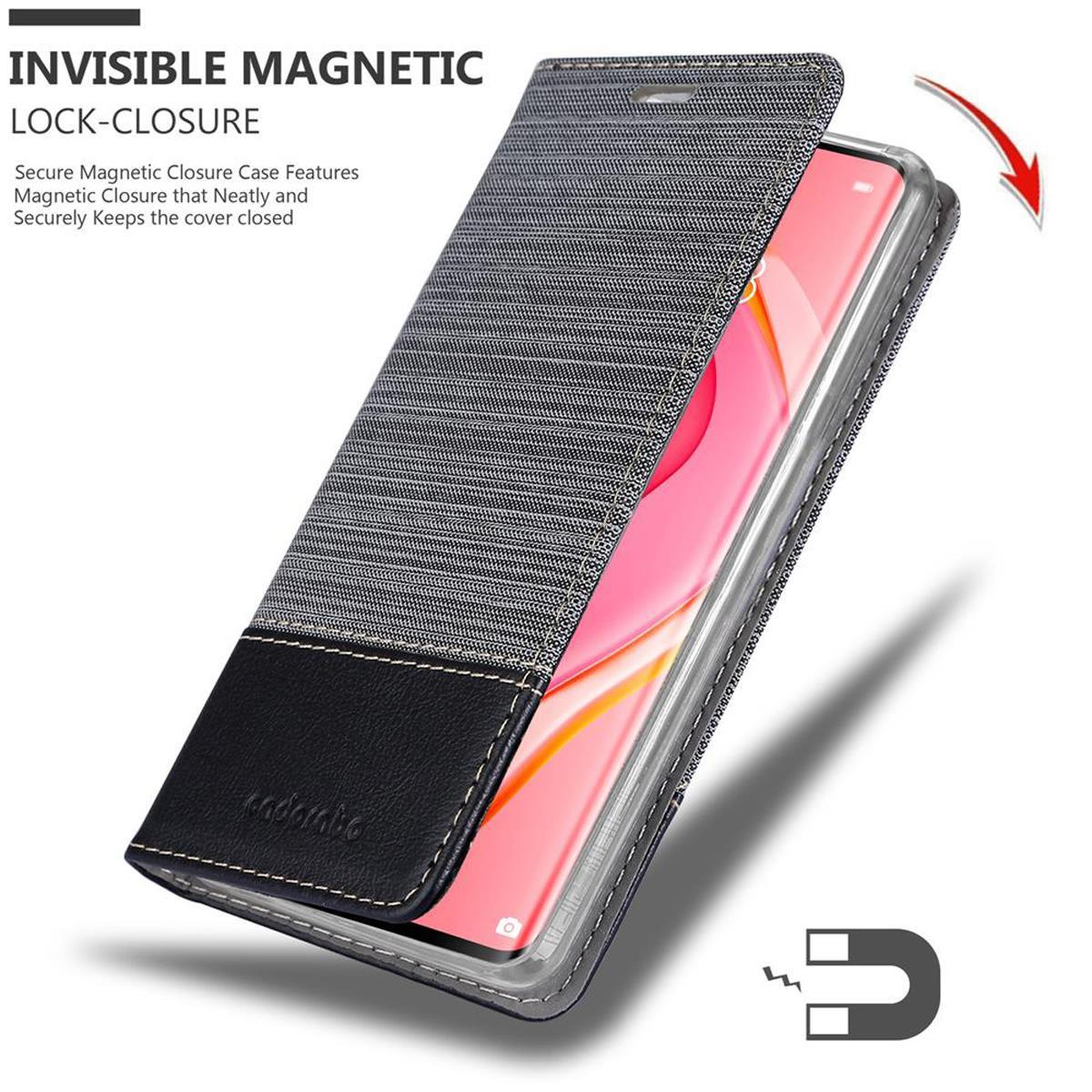 im Bookcover, Jeans GRAU Book NOVA 5G, PRO Huawei, SCHWARZ CADORABO 7 Schutzhülle Style,