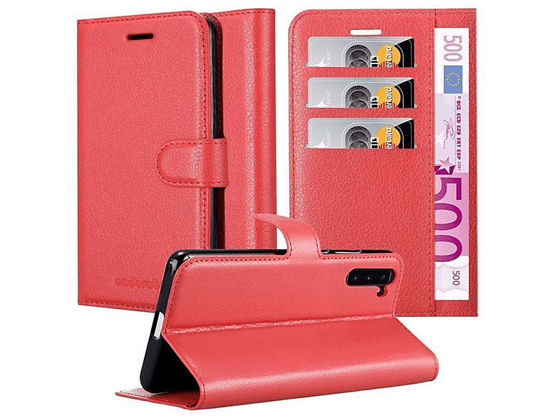 CADORABO Book Hülle Standfunktion, Bookcover, Samsung, Galaxy NOTE 10, KARMIN ROT