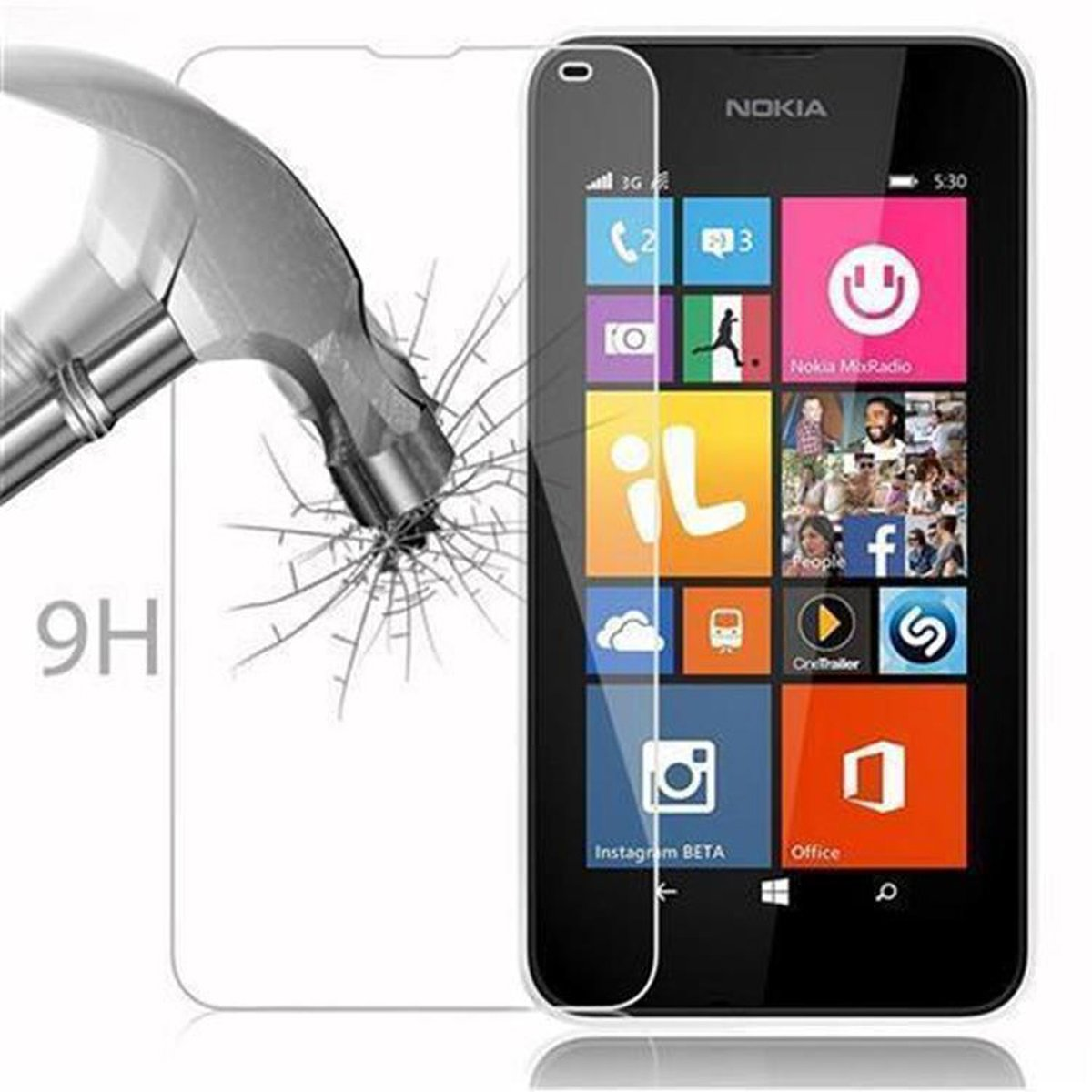 Tempered Schutzfolie(für Nokia Glas Schutzglas CADORABO Lumia 535)