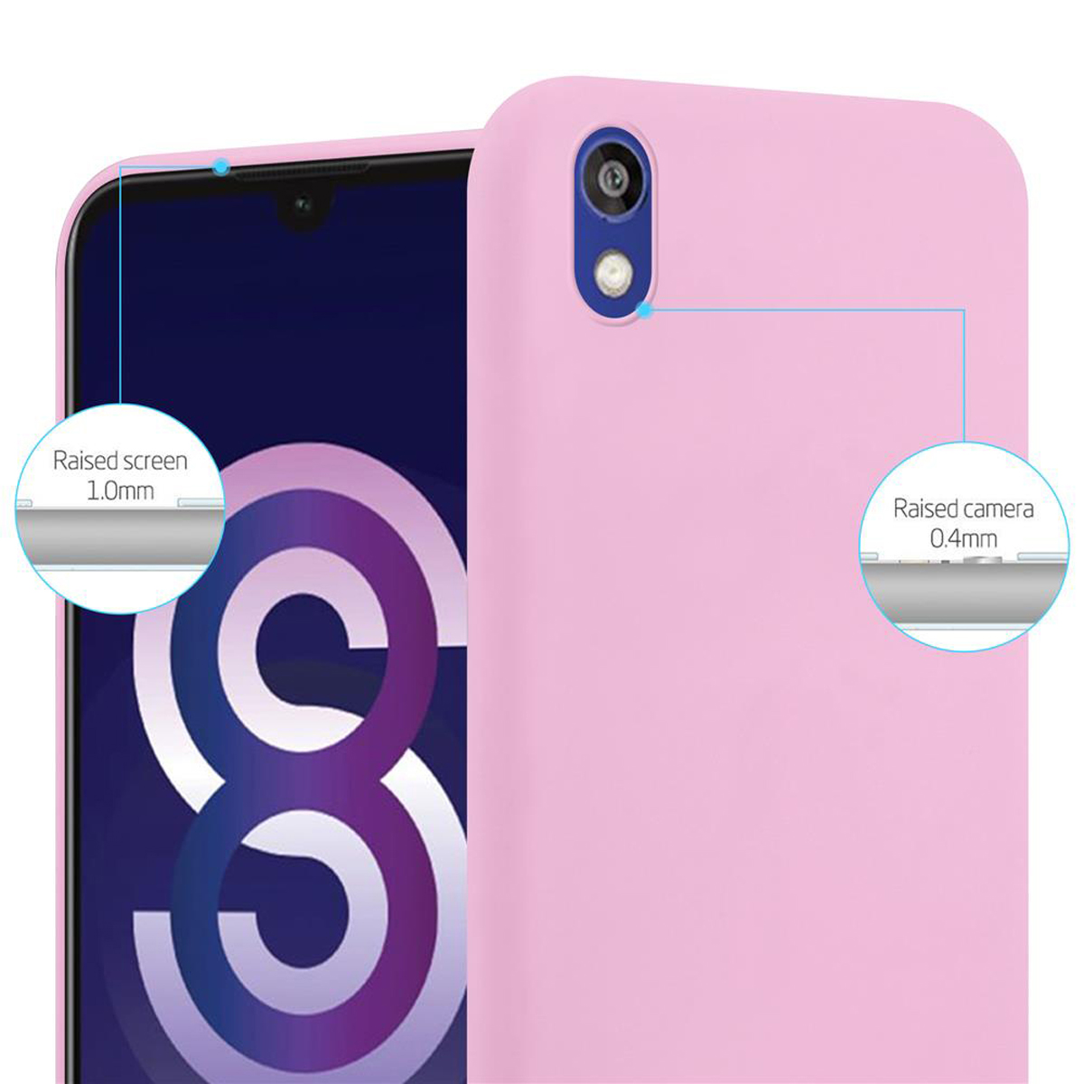 Hülle CADORABO 8 2019 im Enjoy ROSA Style, Candy Honor Huawei, Play CANDY Backcover, TPU 8S, / / Y5