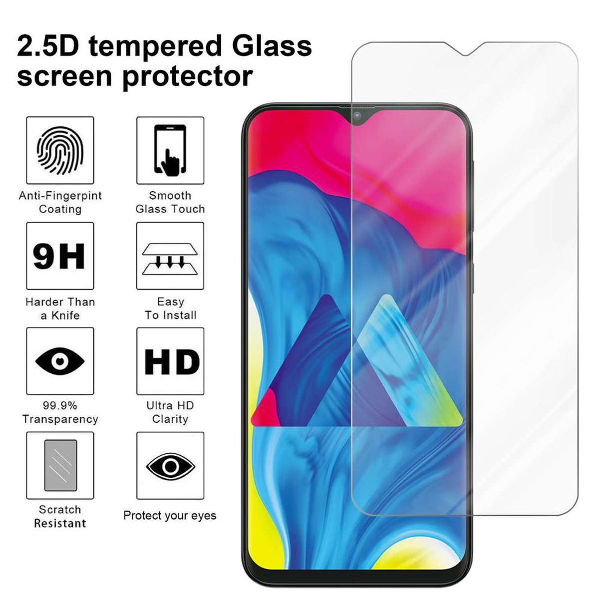 CADORABO Schutzglas Tempered Schutzfolie(für Glas Samsung Galaxy / A10 M10)