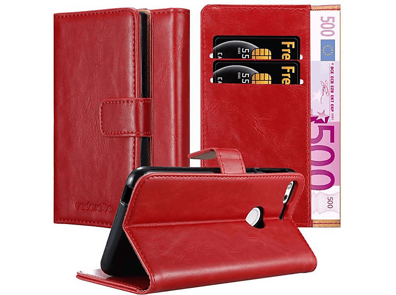 CADORABO Hülle Luxury Book Style, Bookcover, Google, PIXEL, WEIN ROT