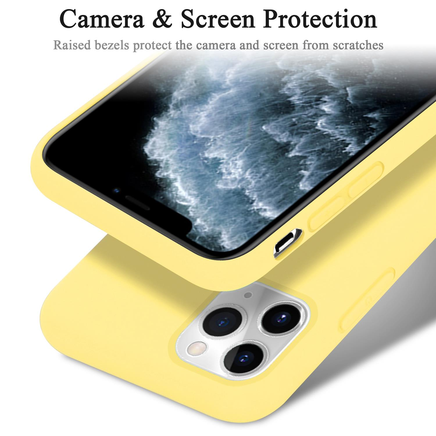 CADORABO Hülle iPhone Case Backcover, Silicone GELB im LIQUID Style, Liquid PRO, 11 Apple