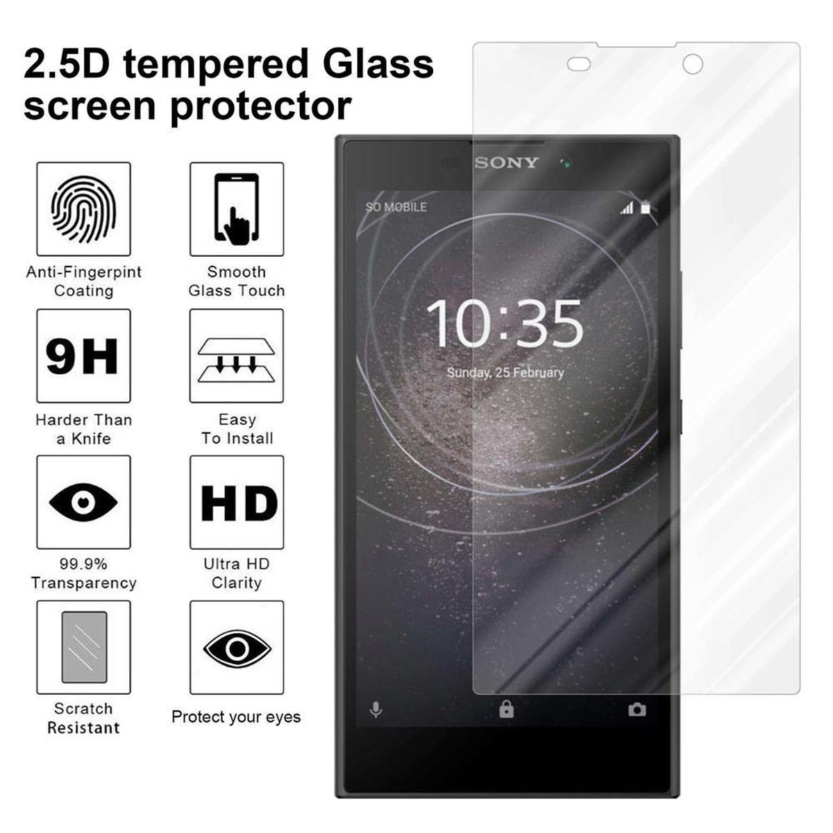 CADORABO Sony Glas Schutzglas Schutzfolie(für Xperia Tempered L2)