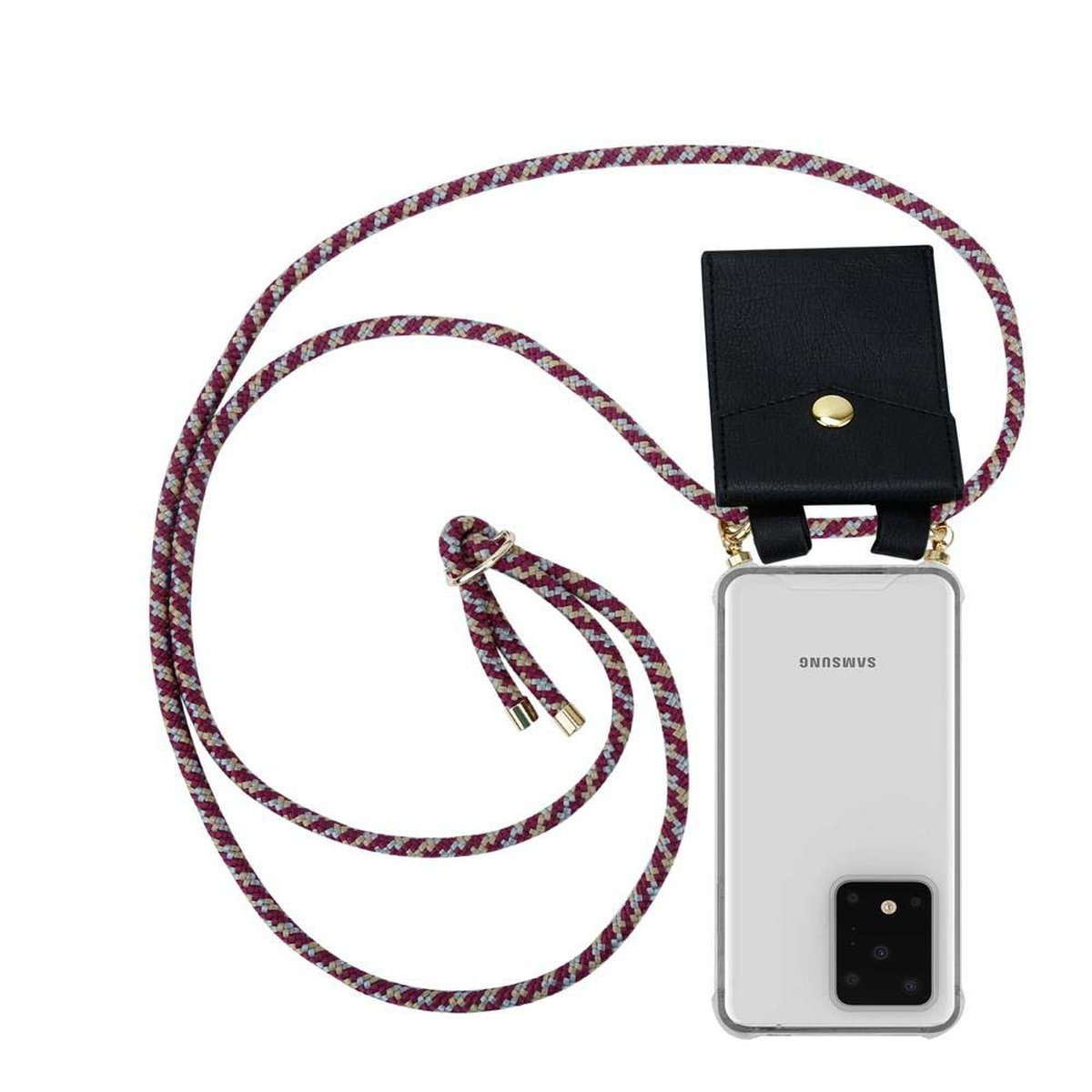 S20 Backcover, Kordel Band abnehmbarer WEIß Ringen, Gold CADORABO Handy Galaxy Kette GELB ROT und mit Hülle, ULTRA, Samsung,