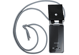 carcasa de móvil  - Funda flexible para móvil - Carcasa de TPU Silicona ultrafina CADORABO, Samsung, Galaxy J1 2015, fucsia negro blanco punto