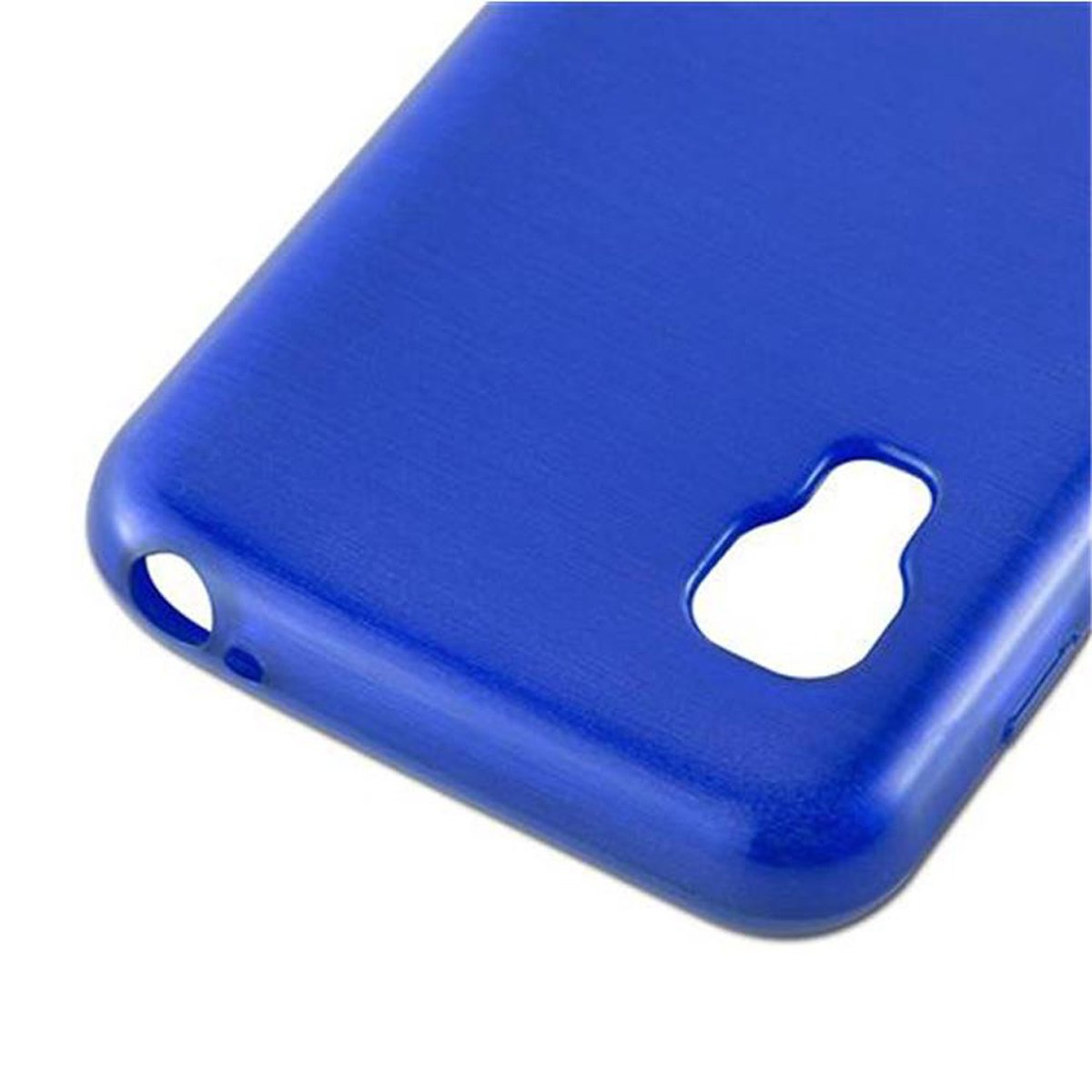 Funda azul para teléfono.