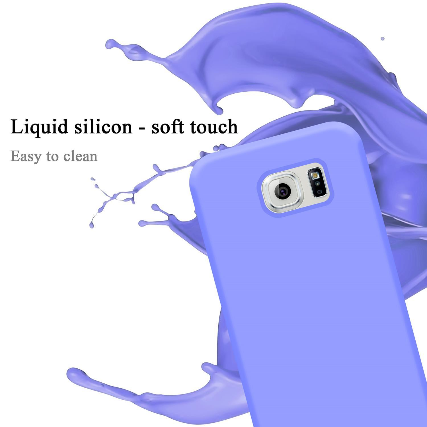 Eine Handyhülle mit Flüssigkeitsspritzer im Hintergrund und den Worten Flüssigsilikon und leicht zu reinigen.
