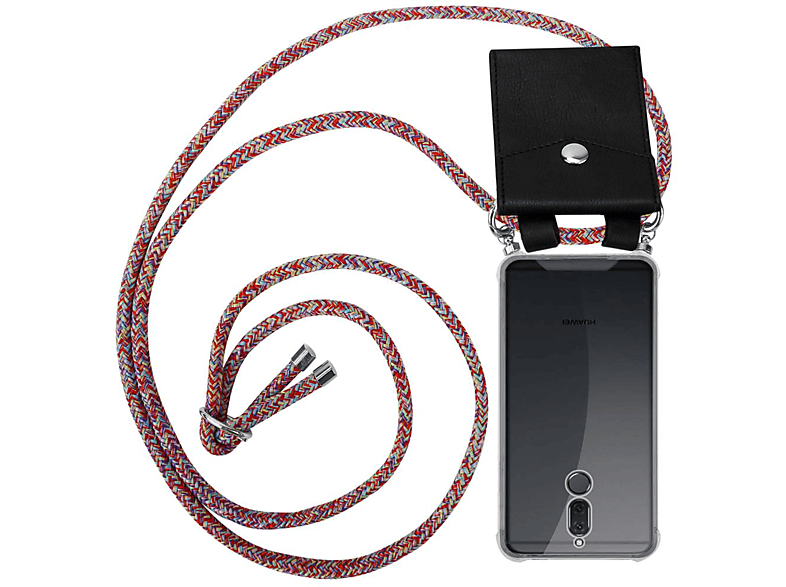 CADORABO Handy Kette mit Silber MATE PARROT Ringen, abnehmbarer und Backcover, Band Hülle, Huawei, LITE, Kordel 10 COLORFUL