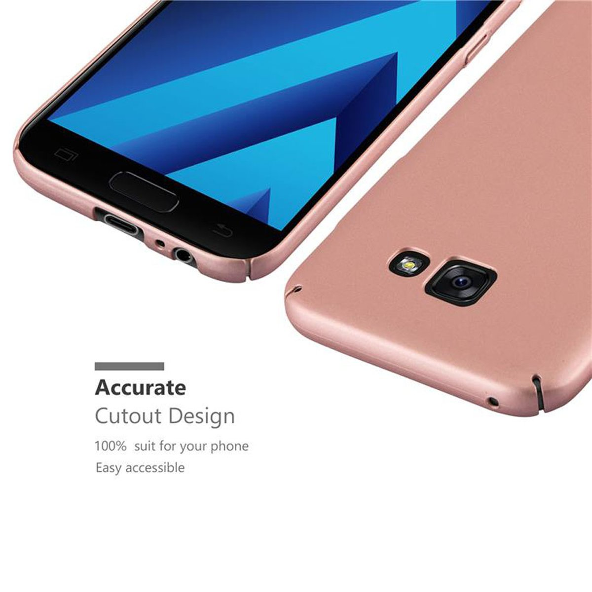 Telefono in una custodia rosa. La custodia è aperta. Il telefono è rivolto verso l'alto. Lo schermo è visibile.