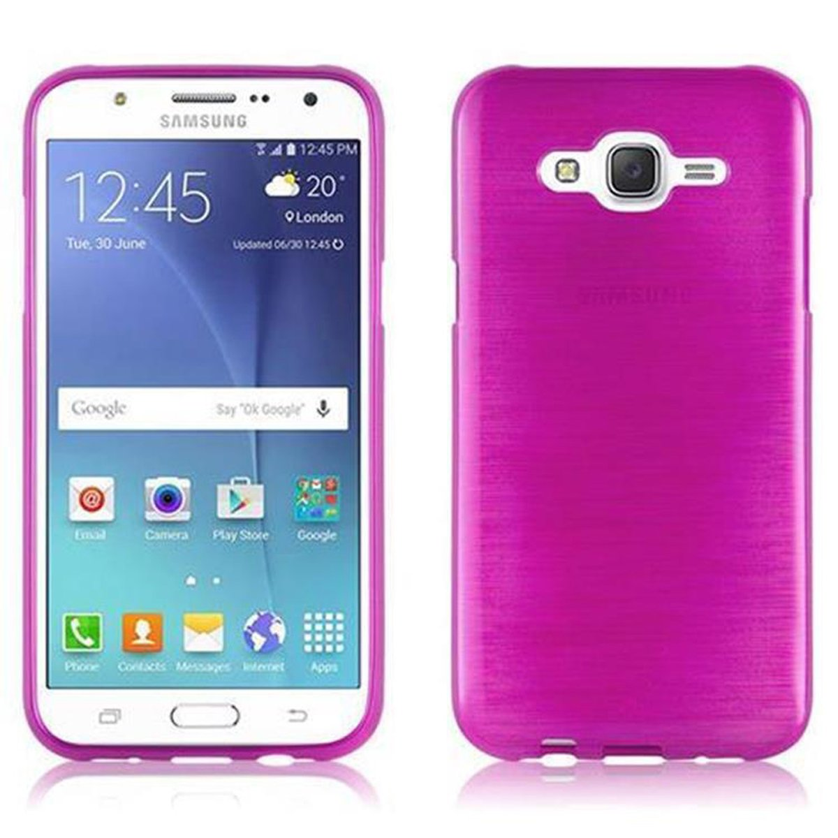 J5 Samsung, 2015, Brushed Hülle, PINK Backcover, Galaxy TPU CADORABO