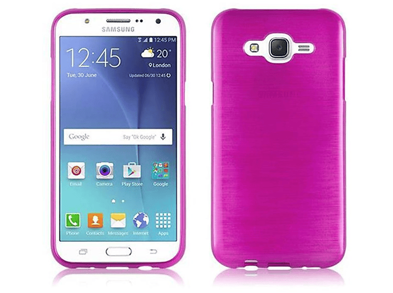 J5 Samsung, 2015, Brushed Hülle, PINK Backcover, Galaxy TPU CADORABO