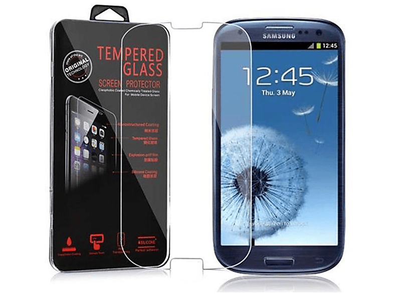 CADORABO Schutzglas Tempered Glas Schutzfolie(für Samsung Galaxy S3 / S3 NEO)