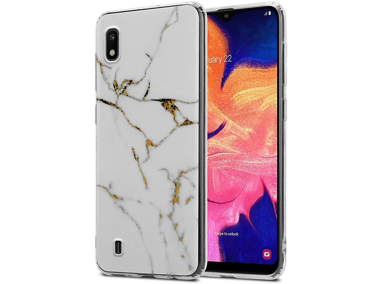 Weiß Bunter CADORABO TPU Marmor GM Marmor, Samsung, M10, Hülle Galaxy / IMD 01 Gold Backcover, A10