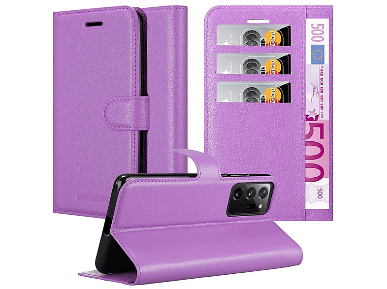20 Standfunktion, Book VIOLETT Samsung, MANGAN NOTE Galaxy Bookcover, Hülle PLUS, CADORABO