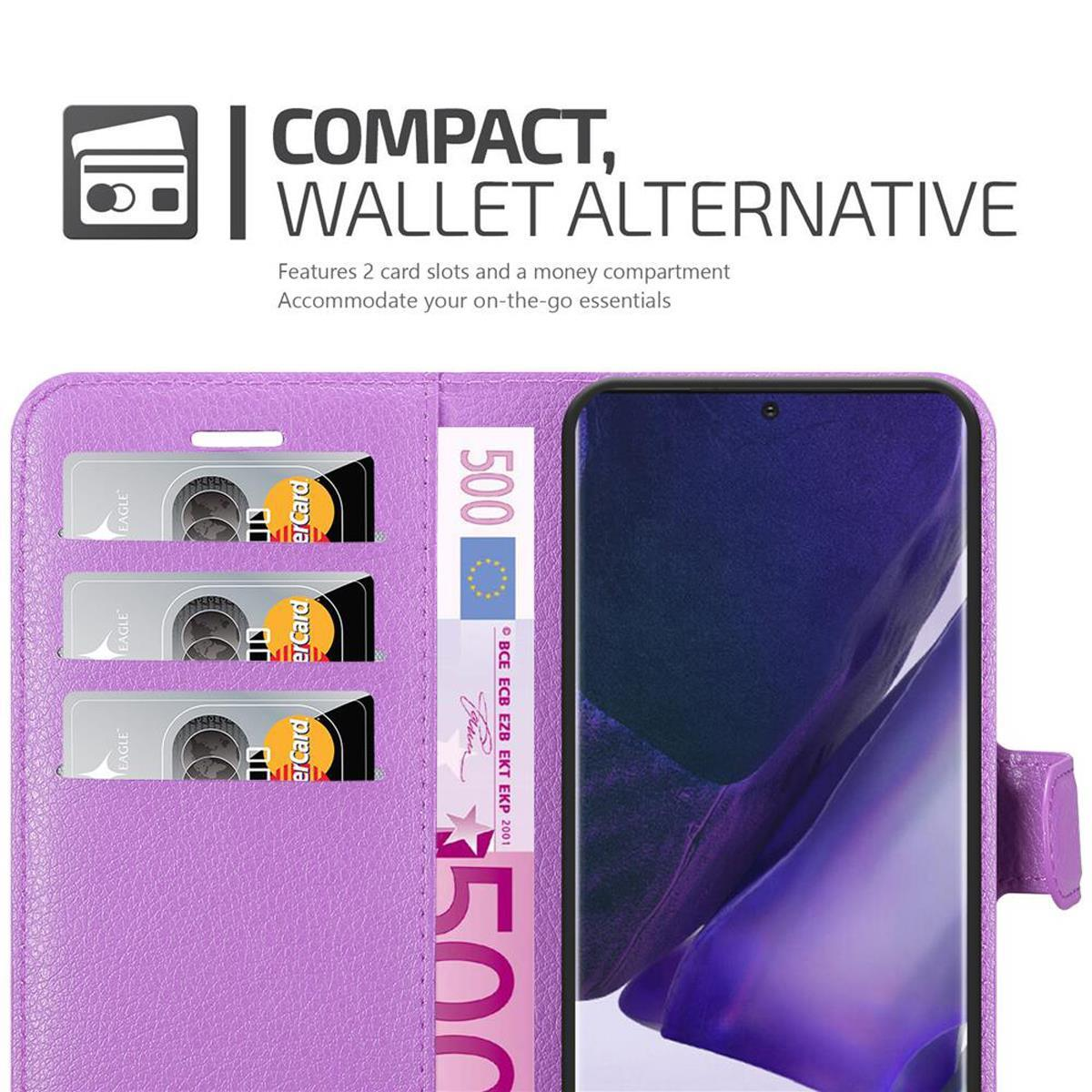 20 Standfunktion, Book VIOLETT Samsung, MANGAN NOTE Galaxy Bookcover, Hülle PLUS, CADORABO