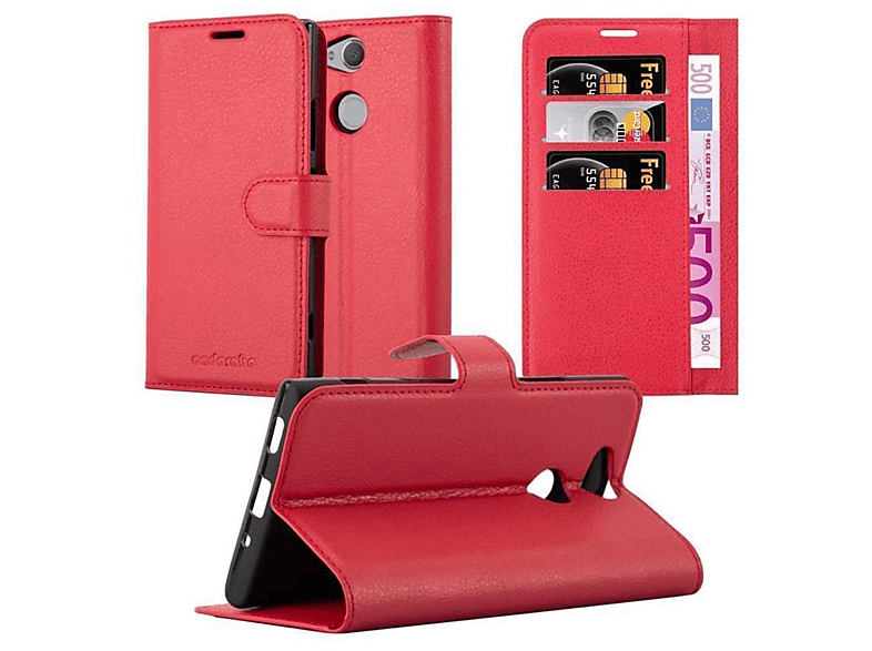 CADORABO Book Hülle Standfunktion, Bookcover, Sony, Xperia XA2, KARMIN ROT