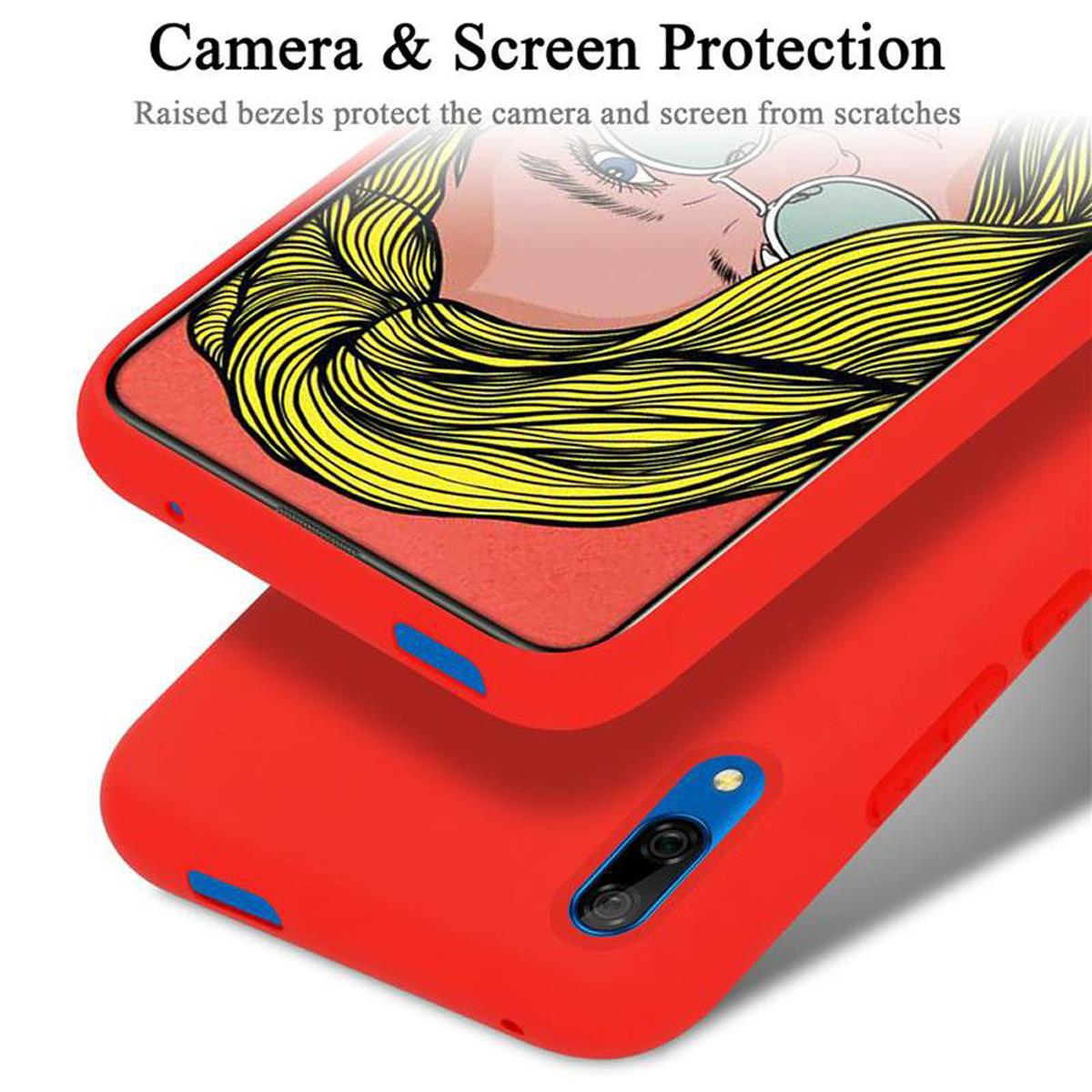 Rote Handyhülle mit Frauengesicht. Text: Camera & Screen Protection.