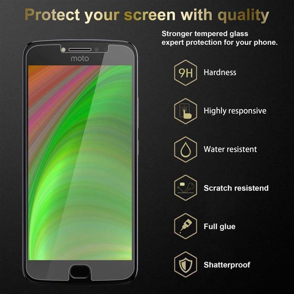 CADORABO Schutzglas Motorola E4 Tempered PLUS) Glas MOTO Schutzfolie(für