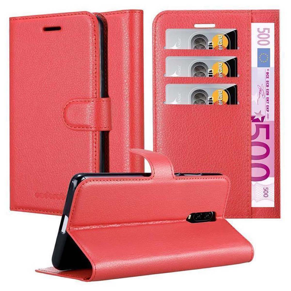 Cadorabo Custodia Libro per LG STYLUS 2 in ROSSO VINACCIA - con Vani di