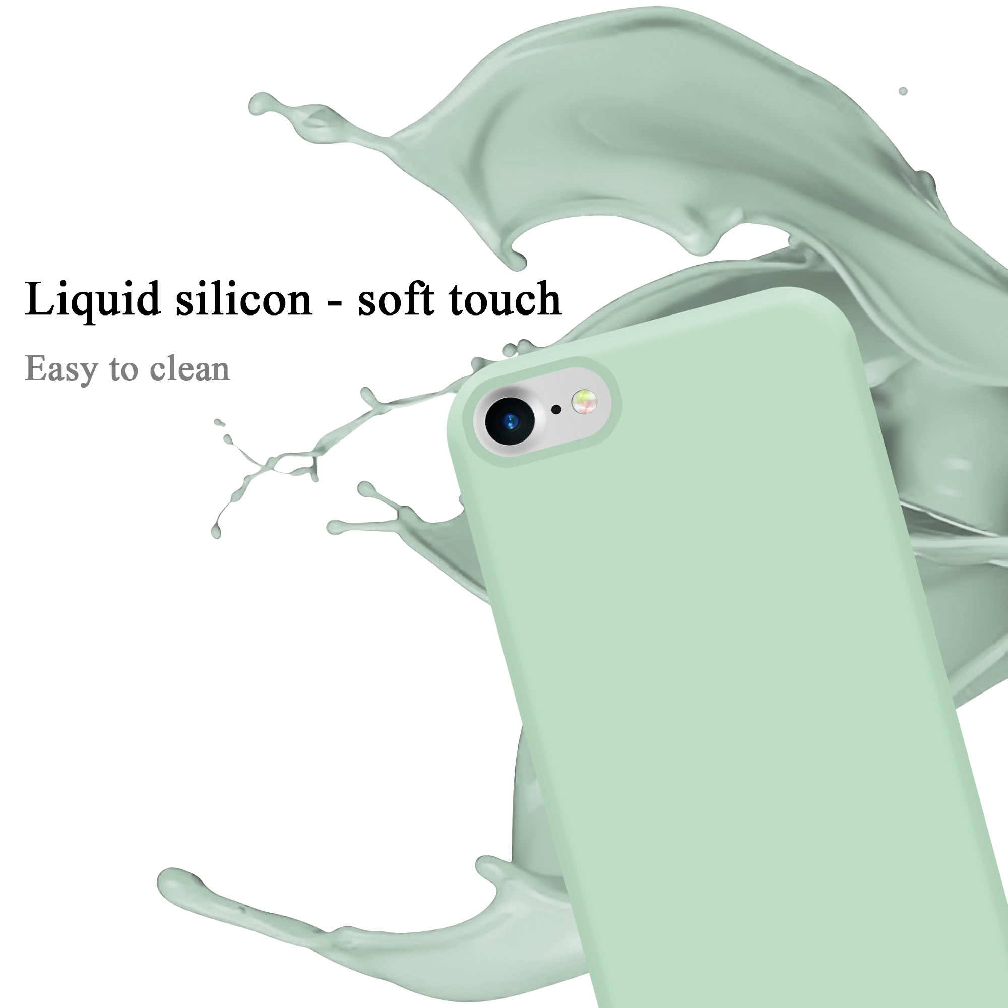 CADORABO Hülle im Liquid / Silicone 7S HELL GRÜN LIQUID SE / 7 2020, iPhone Apple, Case Backcover, Style, 8 