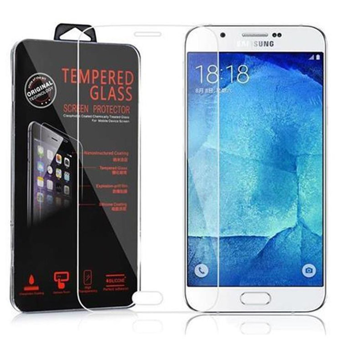 CADORABO Schutzglas Samsung Tempered Schutzfolie(für A8 Galaxy Glas 2015)