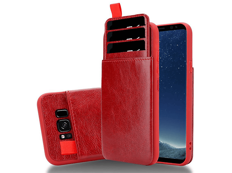 CADORABO TPU Kunstleder Schutzhülle, Backcover, Samsung, Galaxy S8 PLUS, WILDKIRSCH ROT