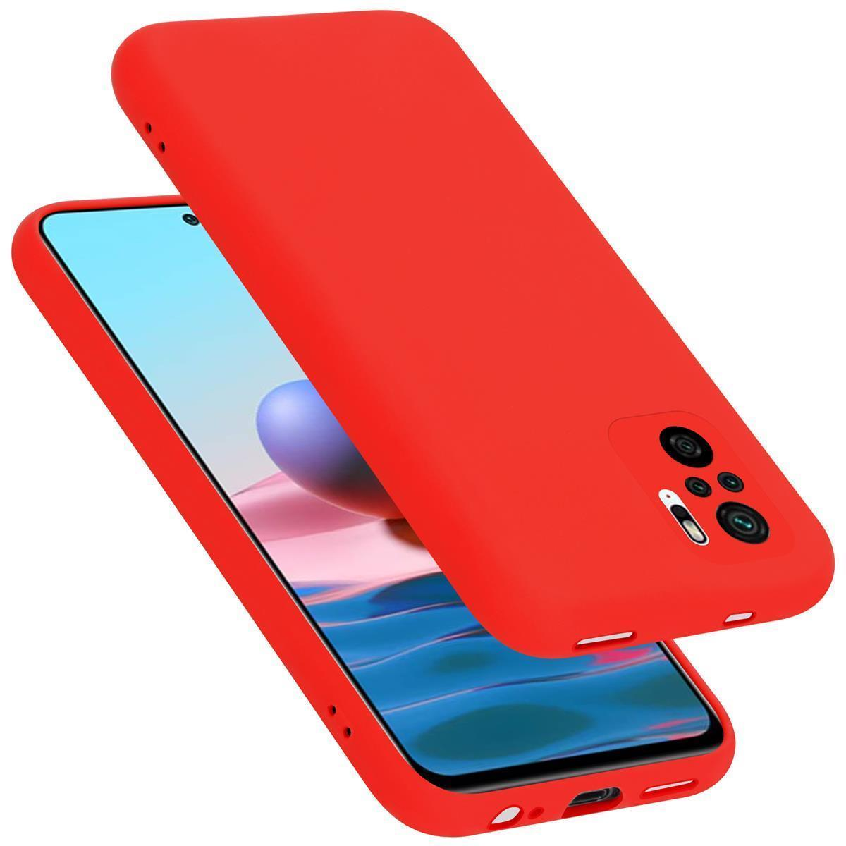 CADORABO Hülle LIQUID Case Xiaomi, 4G 10S, NOTE Silicone Liquid im / 10 Style, Backcover, RedMi RedMi NOTE ROT