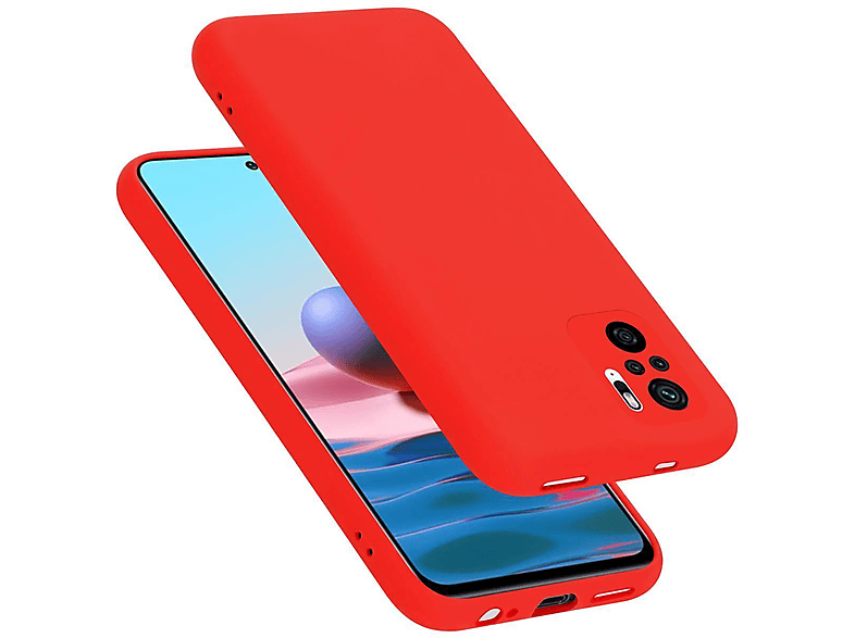 CADORABO Hülle LIQUID Case Xiaomi, 4G 10S, NOTE Silicone Liquid im / 10 Style, Backcover, RedMi RedMi NOTE ROT