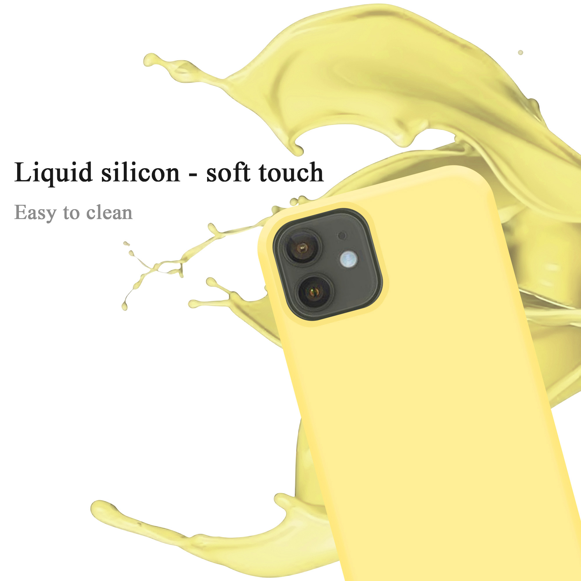 CADORABO Hülle im Liquid iPhone Case LIQUID Style, Silicone 12 GELB Backcover, MINI, Apple