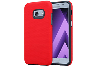 carcasa de móvil  - Funda rígida para móvil de plástico duro y TPU – Carcasa Híbrida CADORABO, Samsung, Galaxy A3 2017, rojo clavel