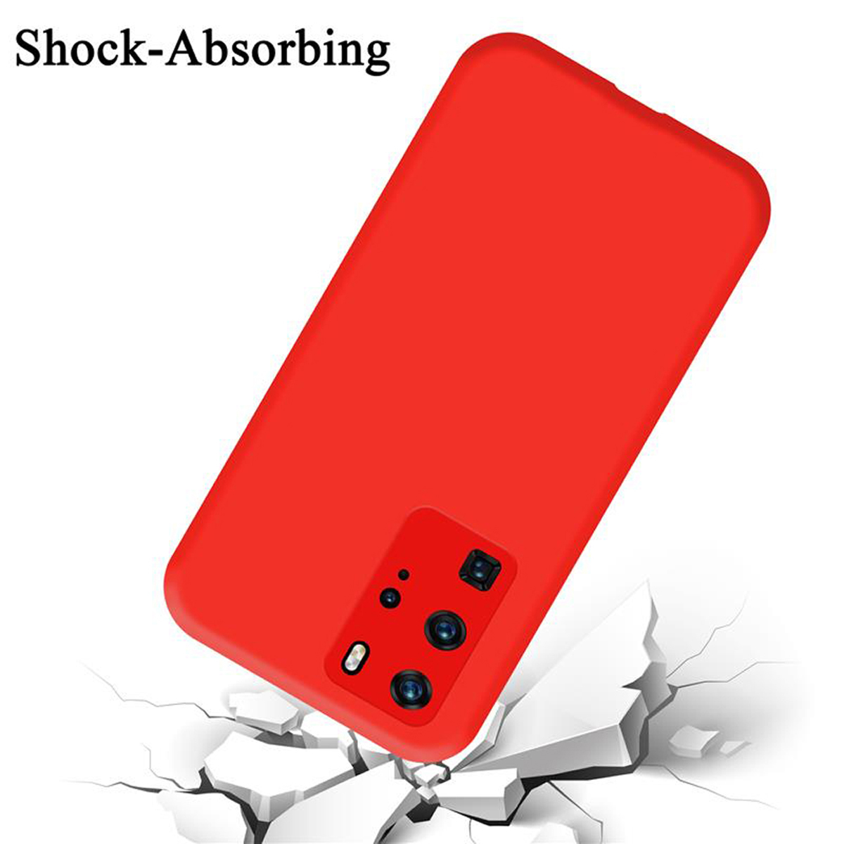 PRO+, ROT Case LIQUID PRO im Style, / Liquid Hülle Backcover, Silicone P40 P40 Huawei, CADORABO